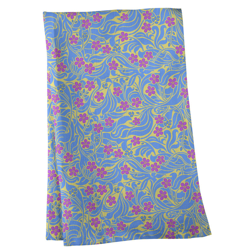 Tea Towel Kitchen Towel, Cotton Twill, Blue/Pink