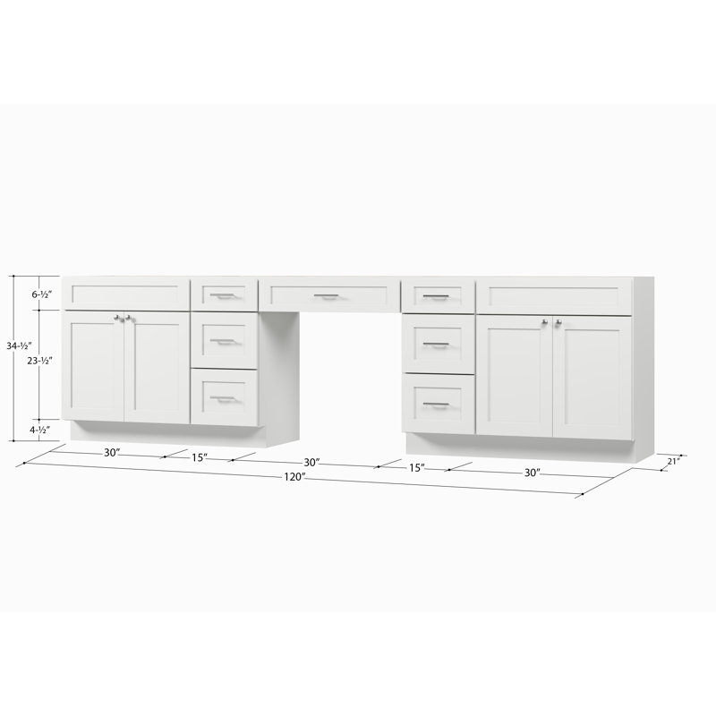 Base de meuble-lavabo double 120 po seulement, Blanc