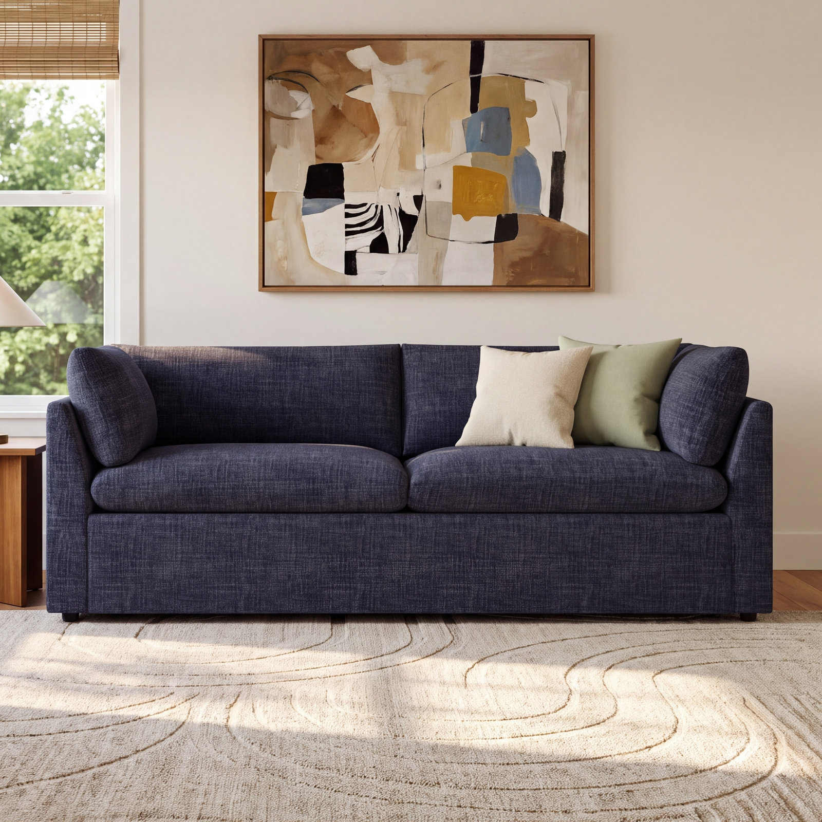 Kallie 86'' Sofa, Nomad Indigo Performance Chenille
