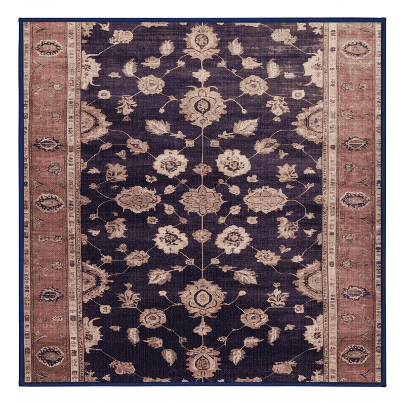 Machine Washable Overdyed Purple Area Rug, Square 7'