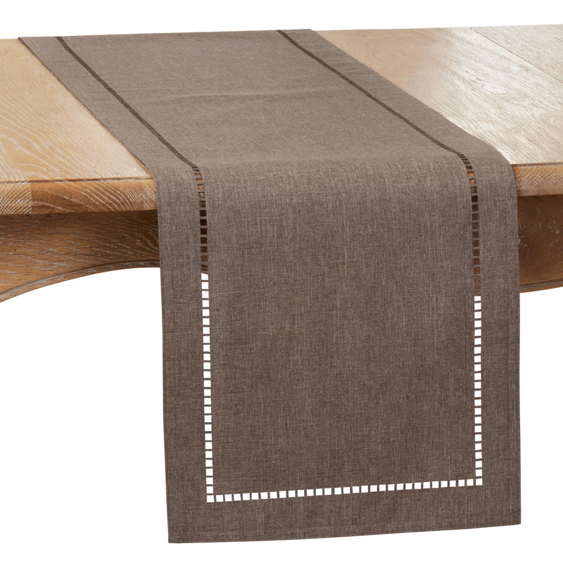 Neith Polyester Rectangle Table Runner, 90" x 14", Charcoal