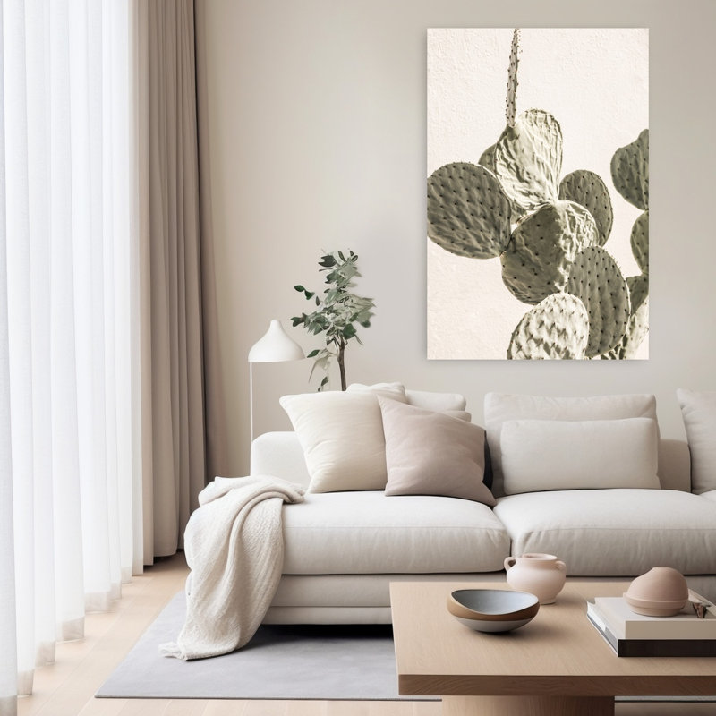 Art contemporain contemporain avec cactus, H 60 po x l 40 po