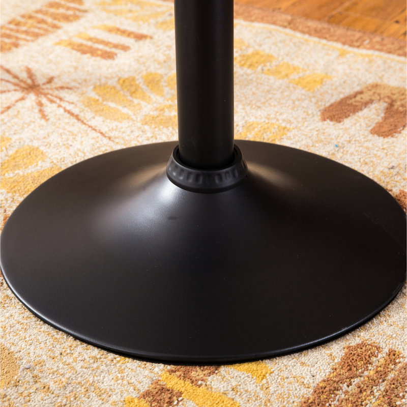 Modern Adjustable Bistro Table, Black, Metal Base, 24" Diameter Round Top, Height Coffee 26"-36