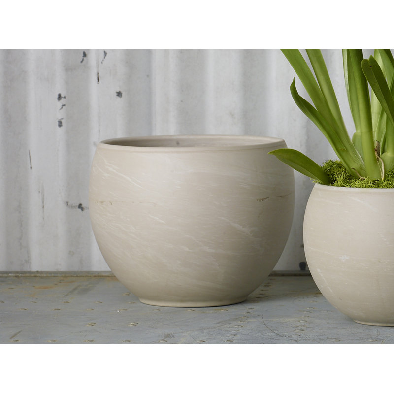 Handmade Ceramic Pot Planter, Tan, 6" H x 7.75" W x 7.75" D