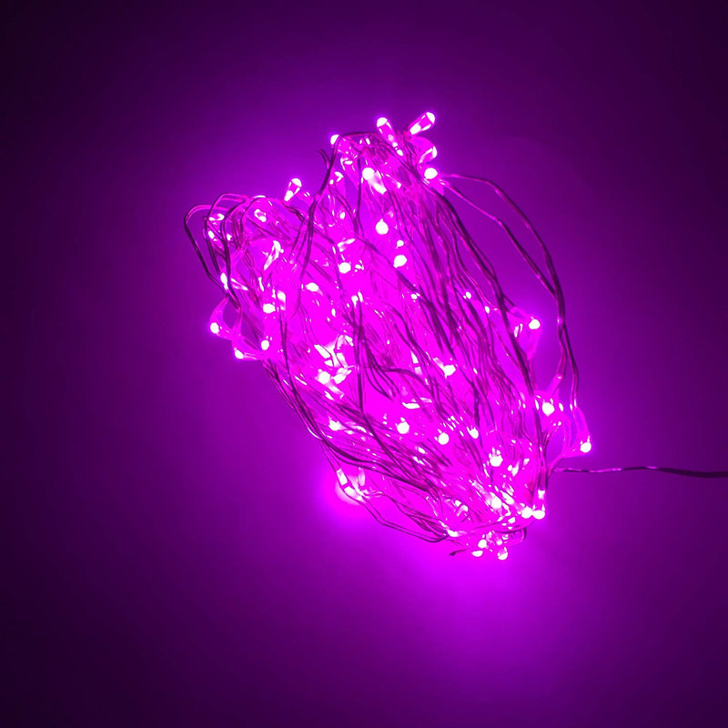 Guirlande de lumières scintillantes à DEL de 16,4 pieds de long avec 100 ampoules Lesera (ensemble de 2), Rose