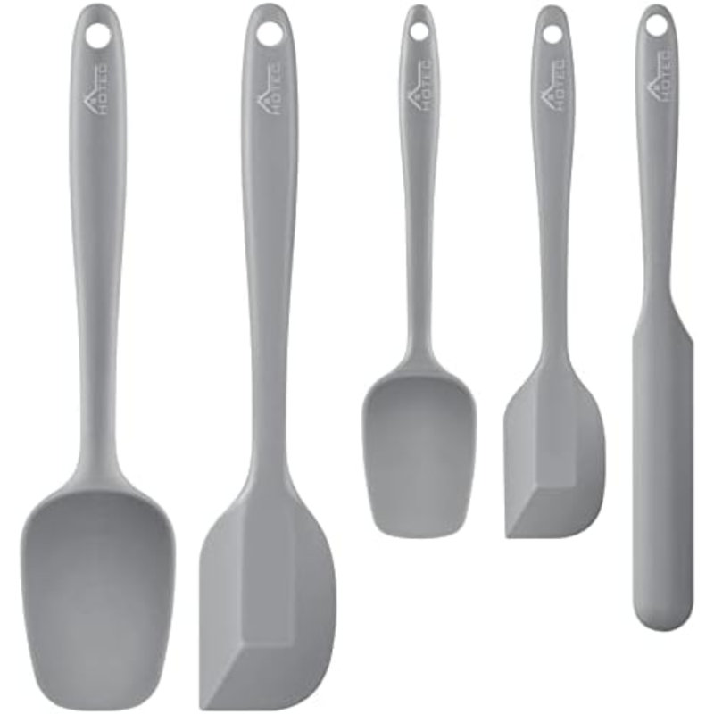 600℉ Heat Resistant BPA-Free Silicone Rubber Spatula Set,Kitchen Cooking Spatulas, Baking, Mixing for Non Stick Cookware, Dishwasher Safe, Set of 5 Grey