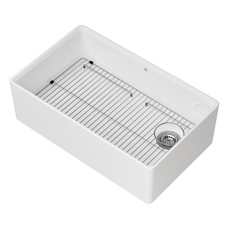 Etre 33 x 20 Single Bowl FFC Sink With Grid Drain, Canvas White