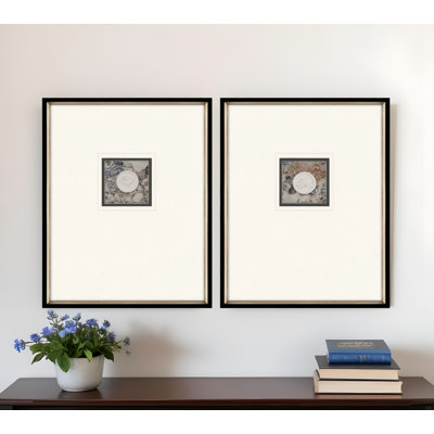 Set Of Two Angelic Intaglio Black Framed Print Wall Art