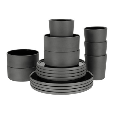 Future Black, 16-Piece Dinnerware Set