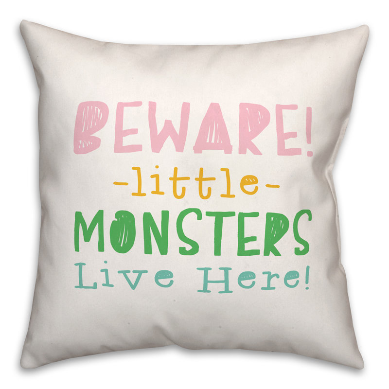  Housse et insert de coussin carré Beware Monsters, 18" x 18"