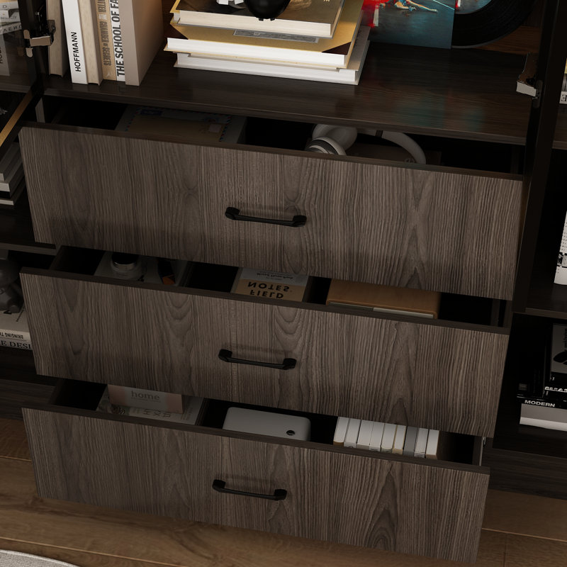 78.7'' H X 63'' W Display Bookcase With Glass Doors