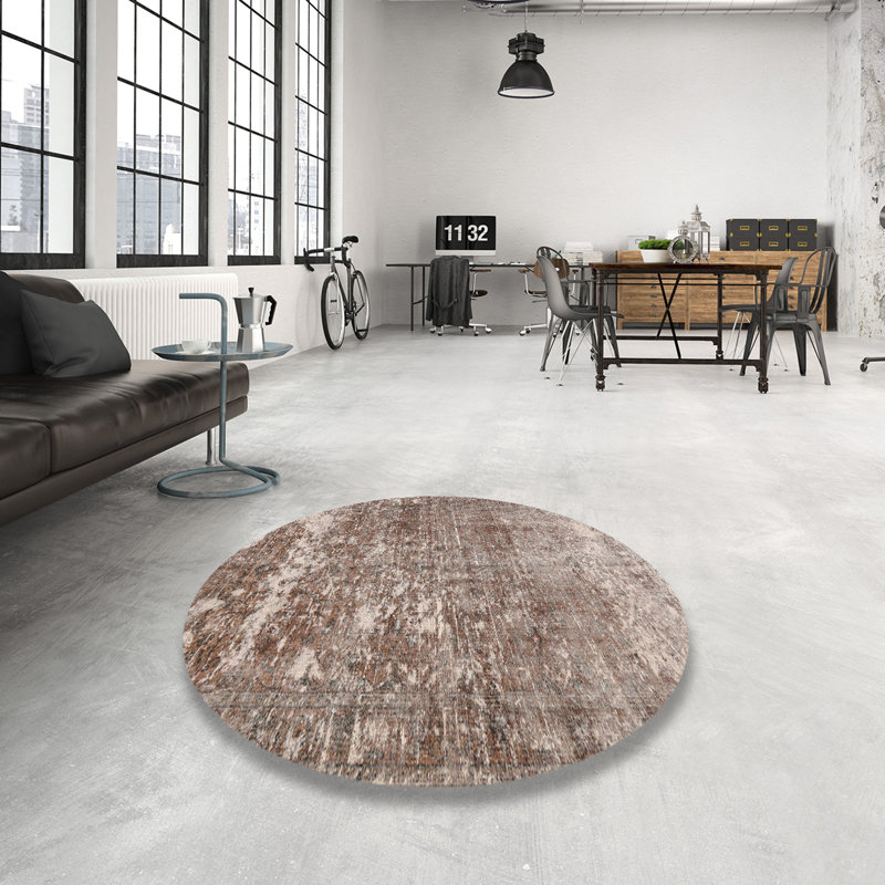 Tapis beige/gris traditionnel, Rond 3 pi