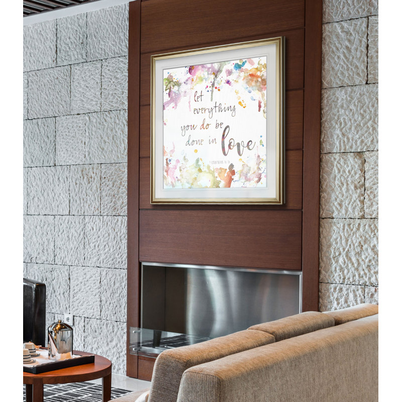 " Done In Love ", 23" H x 23" W x 1.5" D, Gold Framed