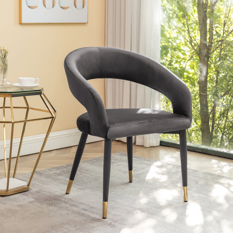 Sina 17.91'' H Velvet Upholstered Armchair, Gray
