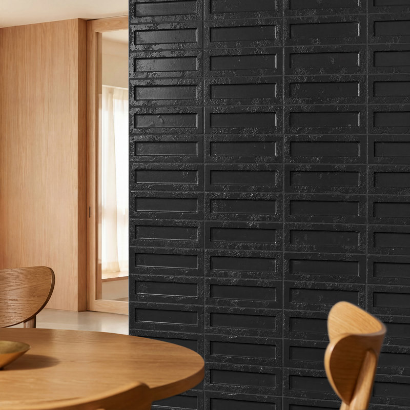 Arlo 3X11 3D Textured Matte Ceramic Wall Tile, Antique Black