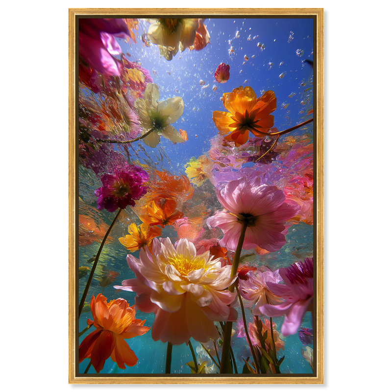 Liquid Bloom II Floral & Botanical Canvas Print by Oliver Gal, Black Frame, 10 x 15, 36"H x 54"W, Gallery Wrapped