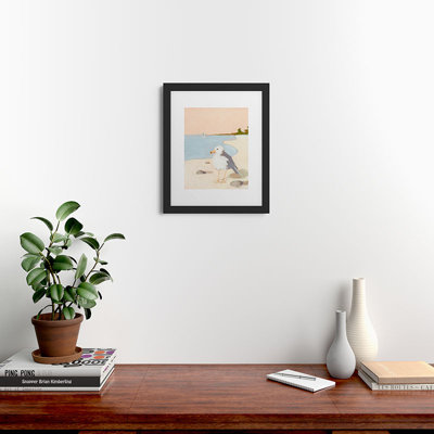 «Sabina Fenn Illustration Seagull», reproduction d'art encadrée en métal