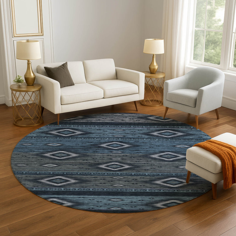 Premium Machine Washable Ralston AMF1943 Tribal Rug, Round 8'