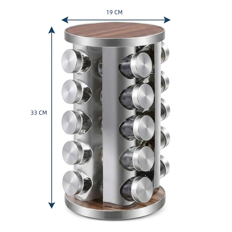 360° Rotating Spice Rack with 20 Jars for Kitchen