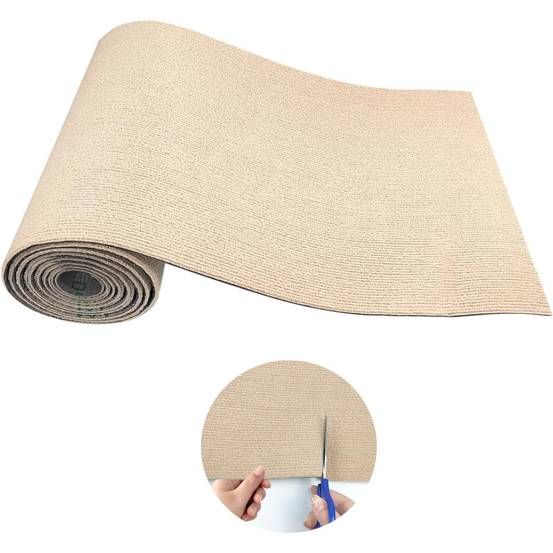 Trimmable Cat Scratching Post Carpet Covered 78.7”X15.8” Self-Adhesive Cat Tree Shelves Replacement Parts Mat Cat Scratcher For Cat Tree Shelves Steps Couch Furniture DIY Protector(Beige)
