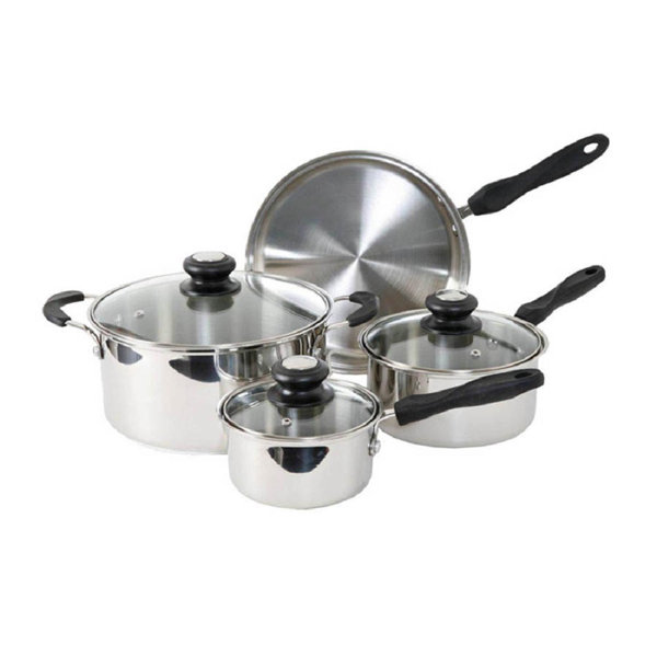 Bistro 10-Piece Stainless Cookware Set, Metallic Sold by at Home