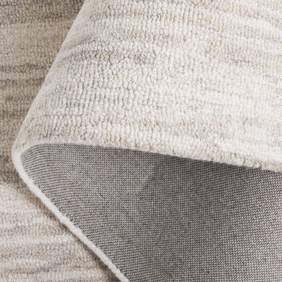 Tapis abstrait gris / ivoire en laine et coton touffeté à la main ébène