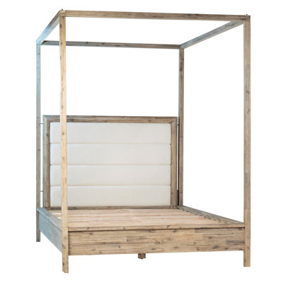  Solid Wood and Upholstered Panel Bed