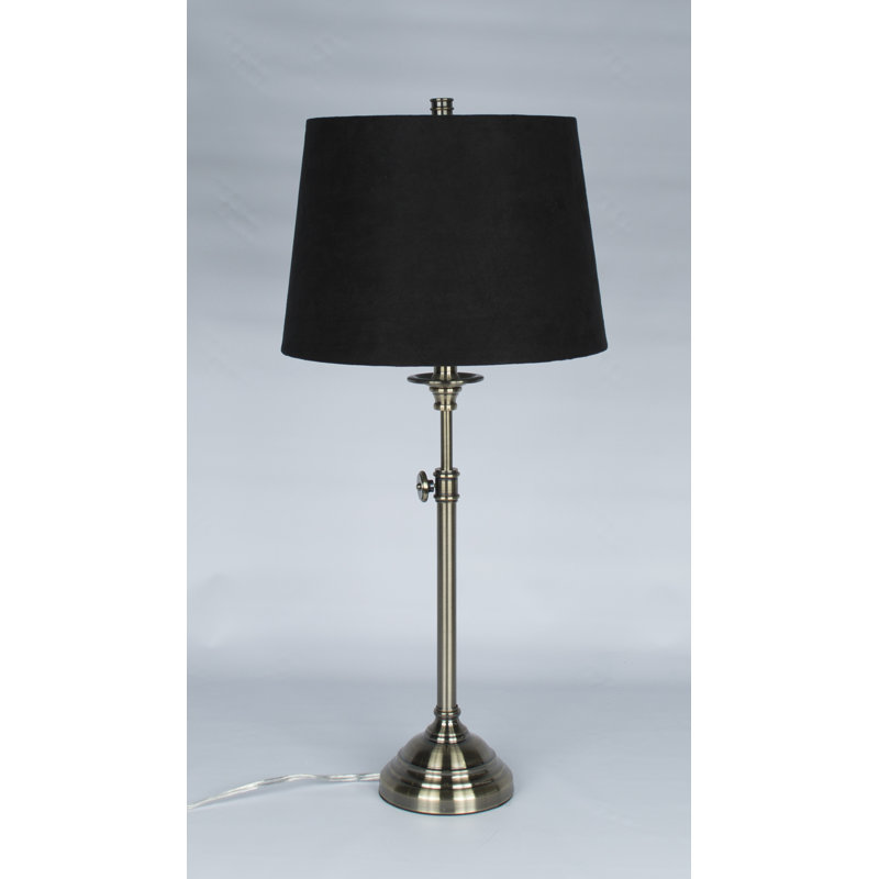 Lampe de table 30 ", Suède noir, Laiton antique