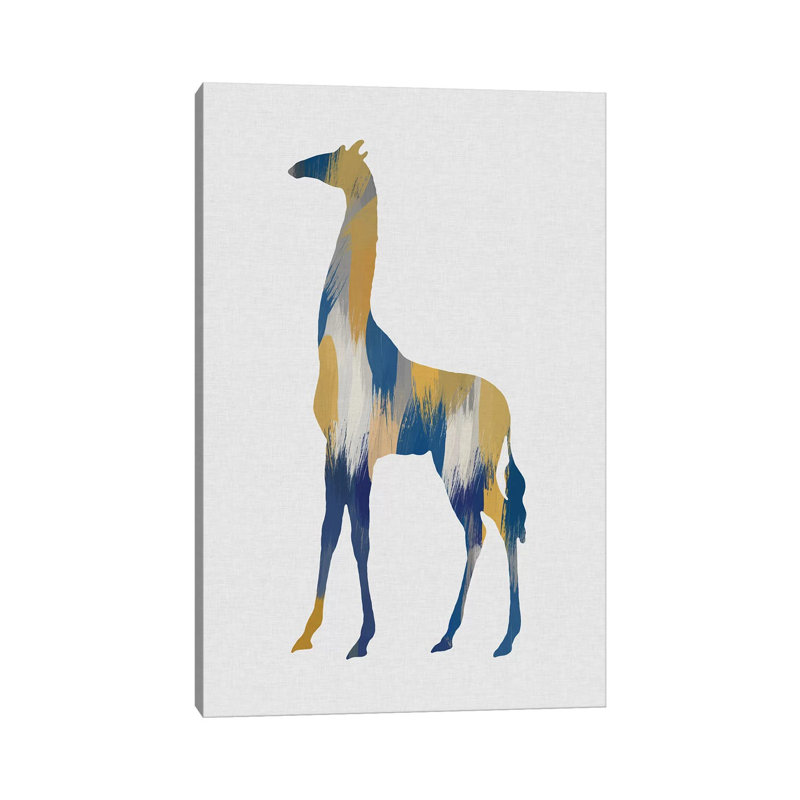 Giraffe Blue And Yellow by Orara Studio - Wrapped Canvas Gallery-Wrapped Canvas Giclée, 20.32 cm H x 30.48 cm W