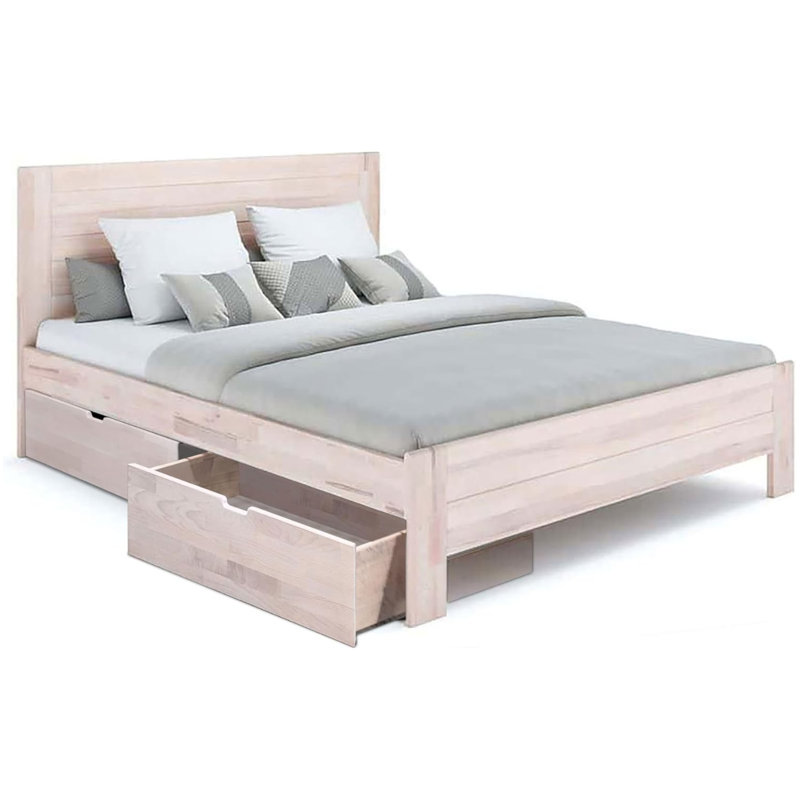 Lit plateforme avec tiroirs de rangement Lux, Double, Beige