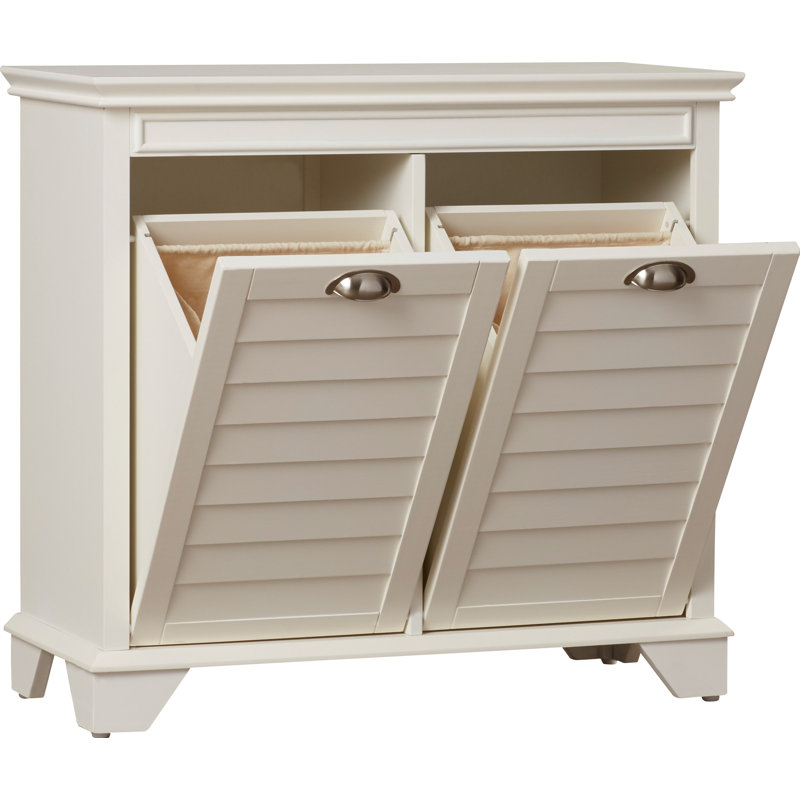 Jaiheem Wood Cabinet Laundry Hamper, Crosley White