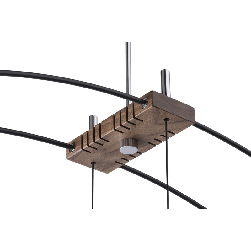 Large Black and Walnut Modern Wall Clock with Steel Mechanism