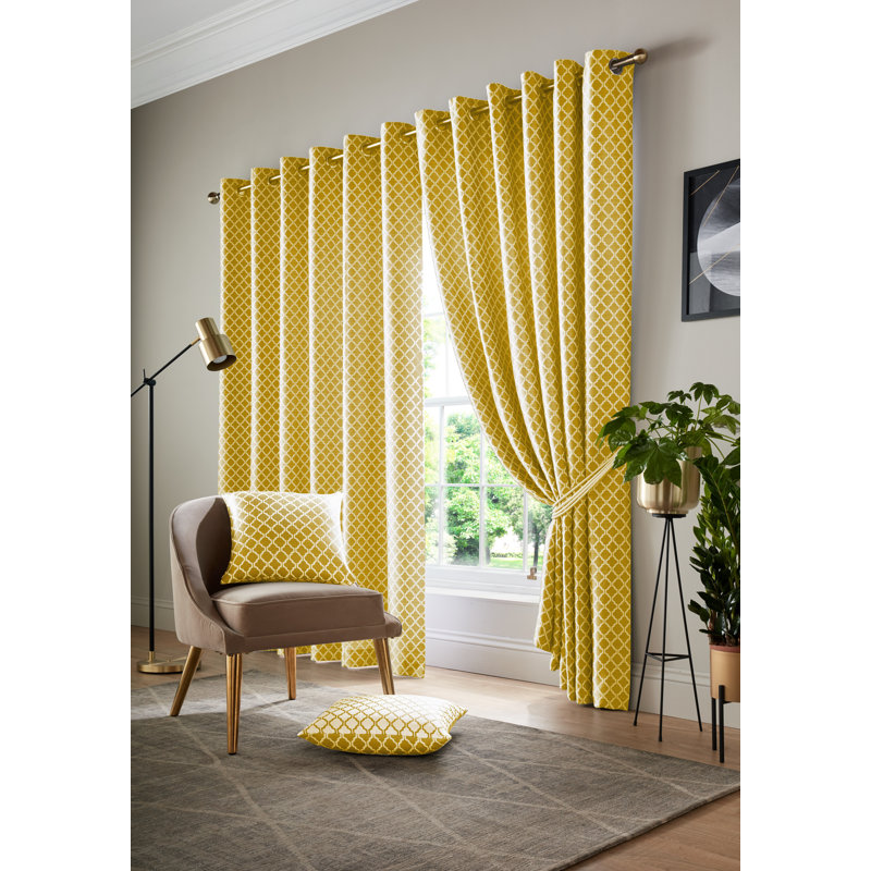Dareece Cotswold Eyelet Ring Top Curtains, Width 167 x Drop 137 cm, Ochre