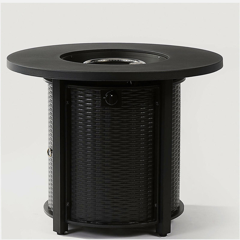 Circular propane pit table with lava rock