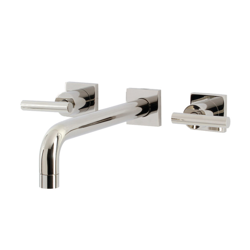 Kingston Brass Manhattan Two-Handle 3-Hole Wall Mount Roman Tub Faucet, Polished Nickel, T-bar