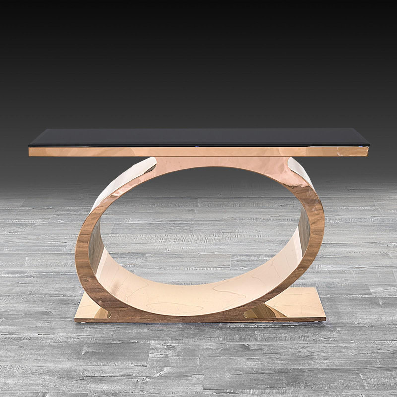 55'' Glass Top Console Table, 32" H x 55" W x 18" D, Black/Silver