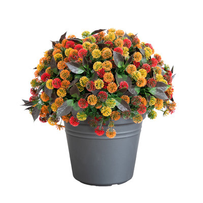 16in. UV Resistant Autumn Artificial Mixed Fall Mum Plant in Pot (Indoor/Outdoor)