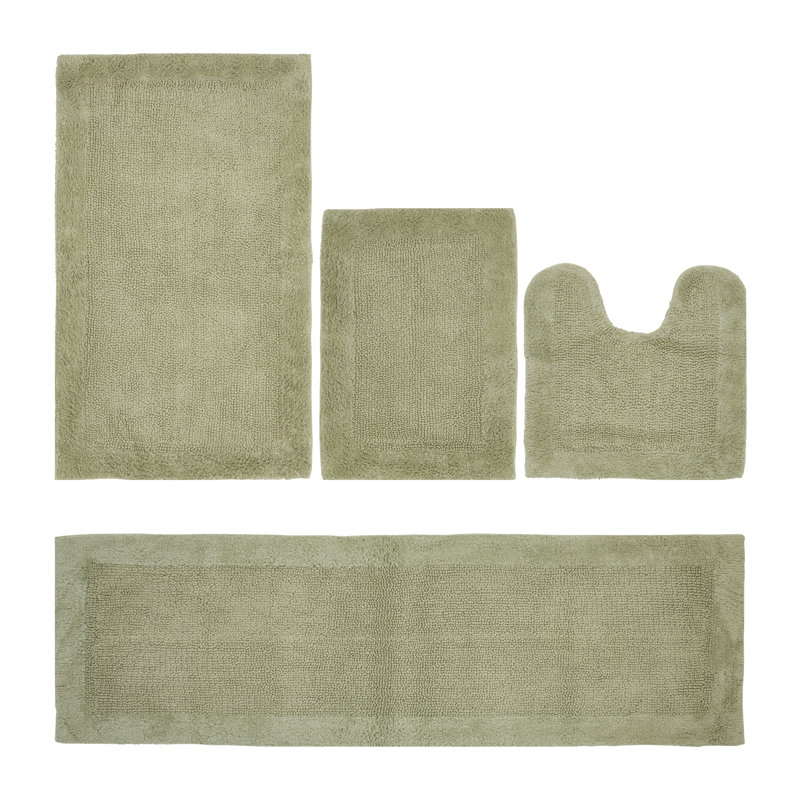 Ensemble de tapis pour salle de bain réversible 4 pièces Edge, 4 pièces (17 po x 24 po | 20 po x 20 po | 24 po x, Sauge foncé