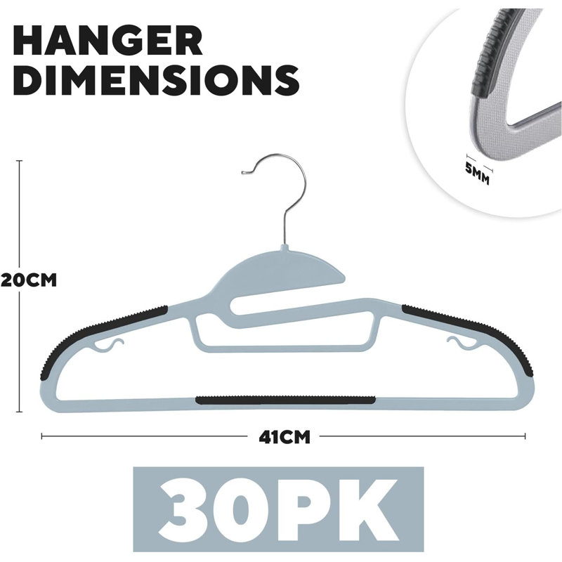 Plastic Standard Hanger, Grey, 30