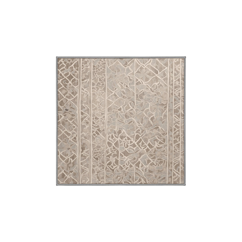 Machine Washable Gray Area Rug, Square 6'