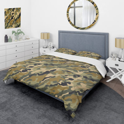 Ensemble de housse de couette en microfibre vert / brun 3 pièces