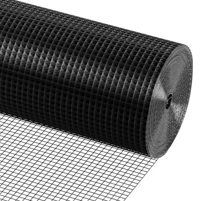 48in x 100ft Chicken Wire Fence 1/2in x 1/2in Mesh 19 Gauge Vinyl Coated Galvanized Steel Wire Mesh Roll 1 Piece Black