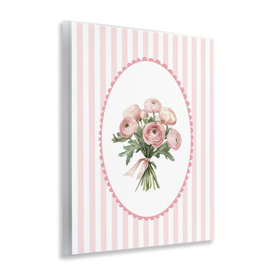 Plaque murale pivoine avec bouquet de rayures douces, design par Christine Simpson Art