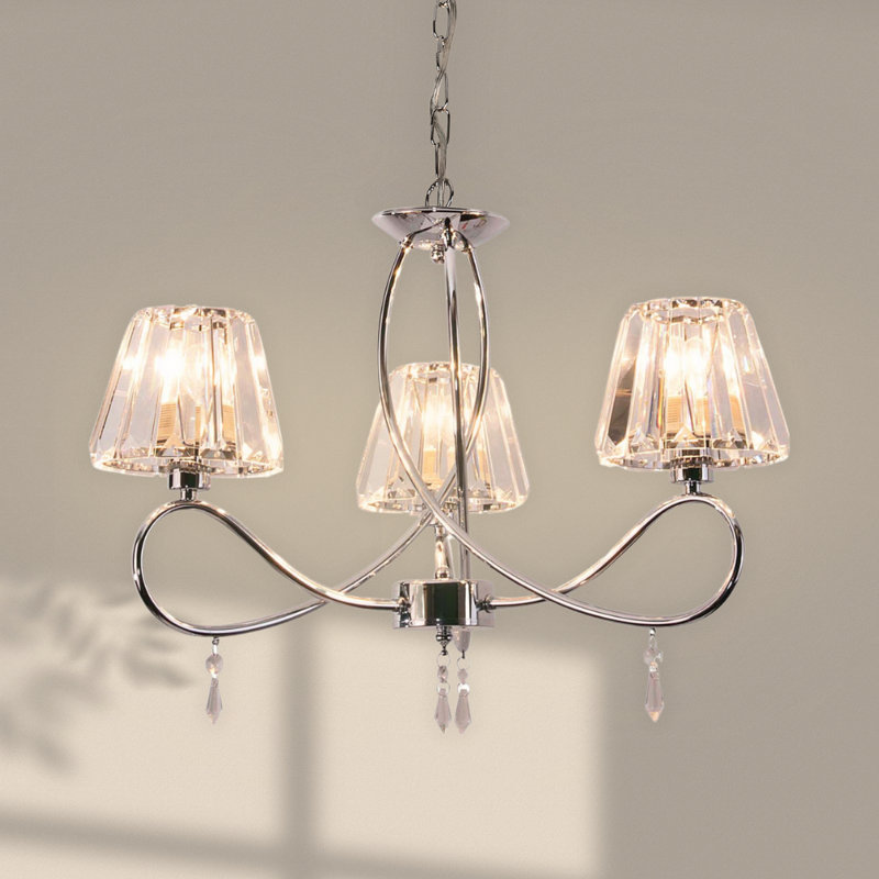 Bridges 3 - Light Shaded Chandelier, Polished Chrome