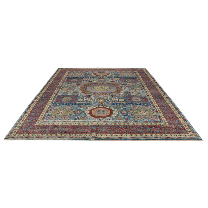 Tapis traditionnel 9 x 12 bleu et multicolore Anatolian