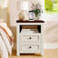 Table de chevet 2 tiroirs Modern Farmhouse avec station de charge et rangement ouvert (ensemble de 2)-387526233-387951565