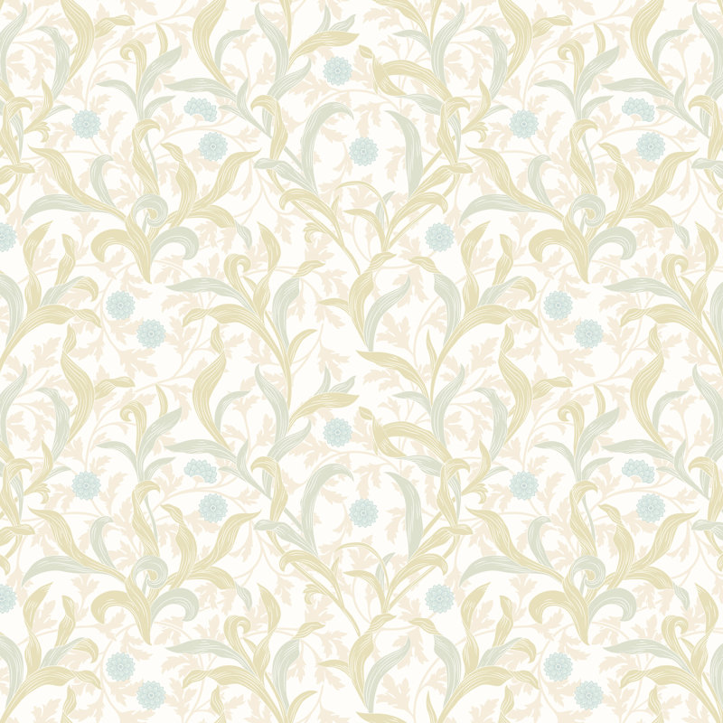 Cipriano 10m x 50cm Matte Wallpaper Roll, Green/Sky