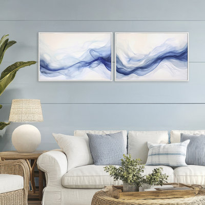Dreamy Indigo Mist 2pc Framed Giclee Set, design by Andrea Haase