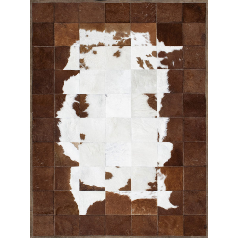 Tranquilo Cowhide Geometric Area Rug, Rectangle 2' x 3'