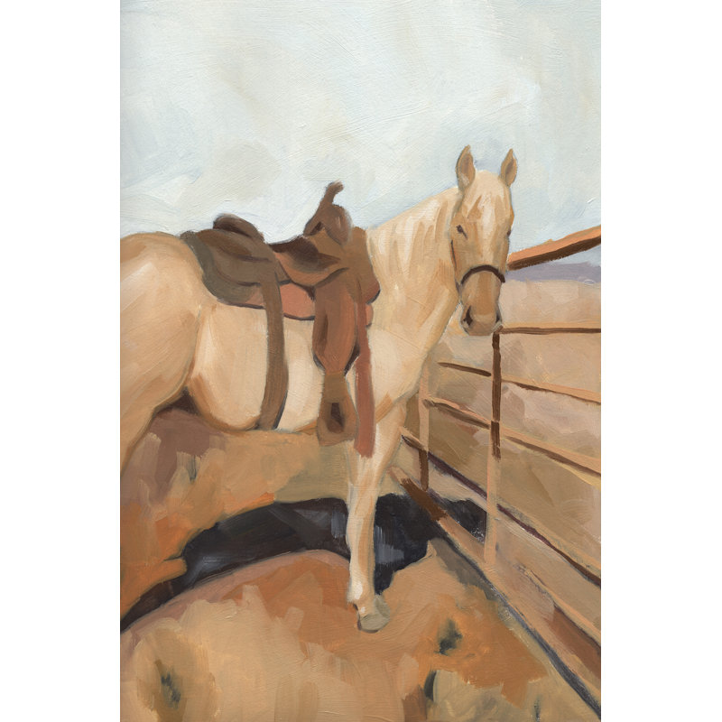 «Range Horse I» par Jacob Green - peinture sur toile tendue, H 12 po x l 8 po